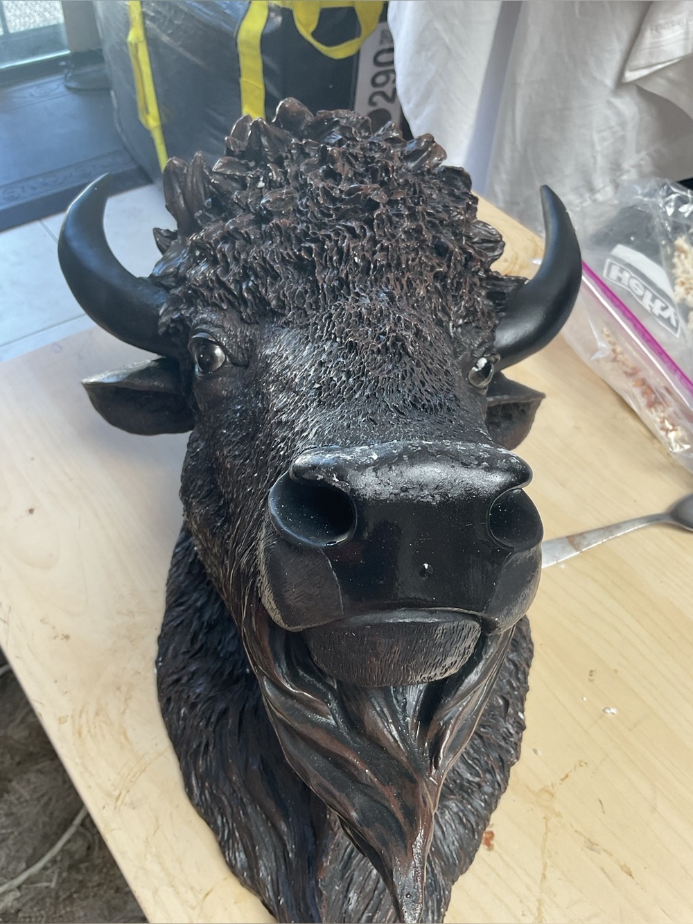 Bronze-Look Buffalo Head Wall Art - Brown